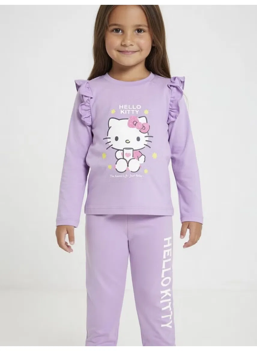 Комплект футболка с длинным рукавом и штаны Hello Kitty, сиреневый