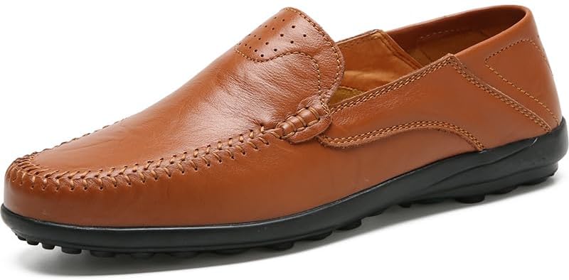 

Мужские повседневные слипоны из натуральной кожи, дышащие водительские туфли, модные мокасины, мужские оксфорды Senlongbao, коричневый