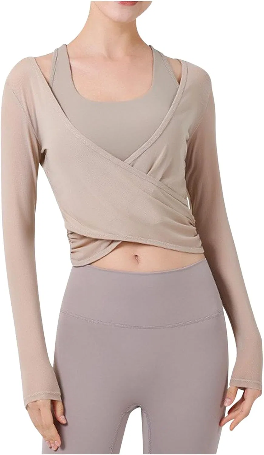 Женская облегающая футболка с запахом Wrap Top, Khaki