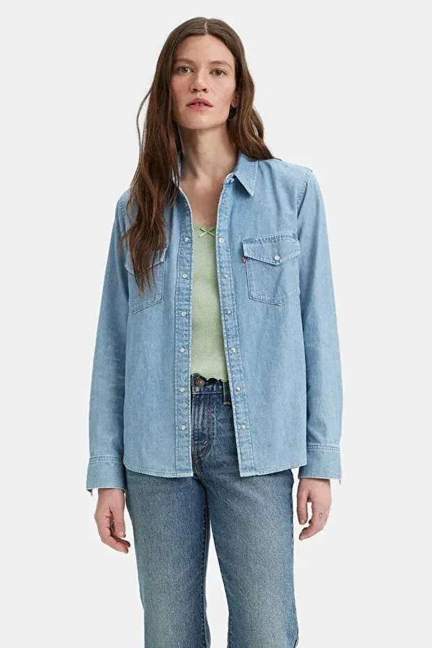 Женская джинсовая рубашка с длинным рукавом Levis, Blue — фото 2