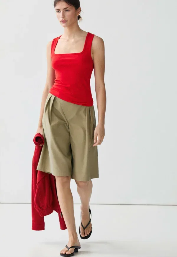 Топ хлопковый Massimo Dutti, red, красный — фото 4