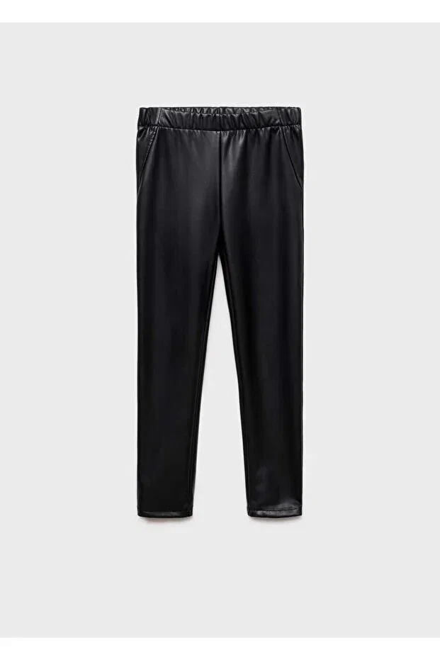 Детские леггинсы для девочек из искусственной кожи Mango Kids, Black