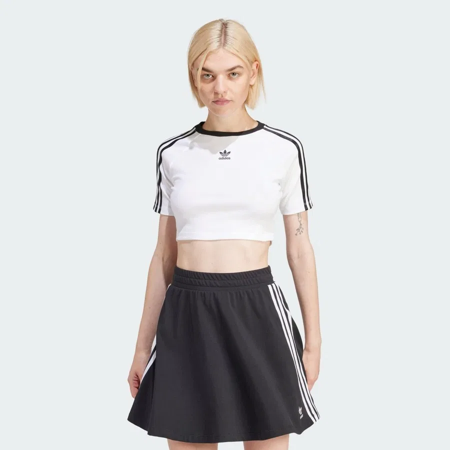Женская футболка с длинным рукавом Originals 3-Stripes Baby Tee adidas, Белый
