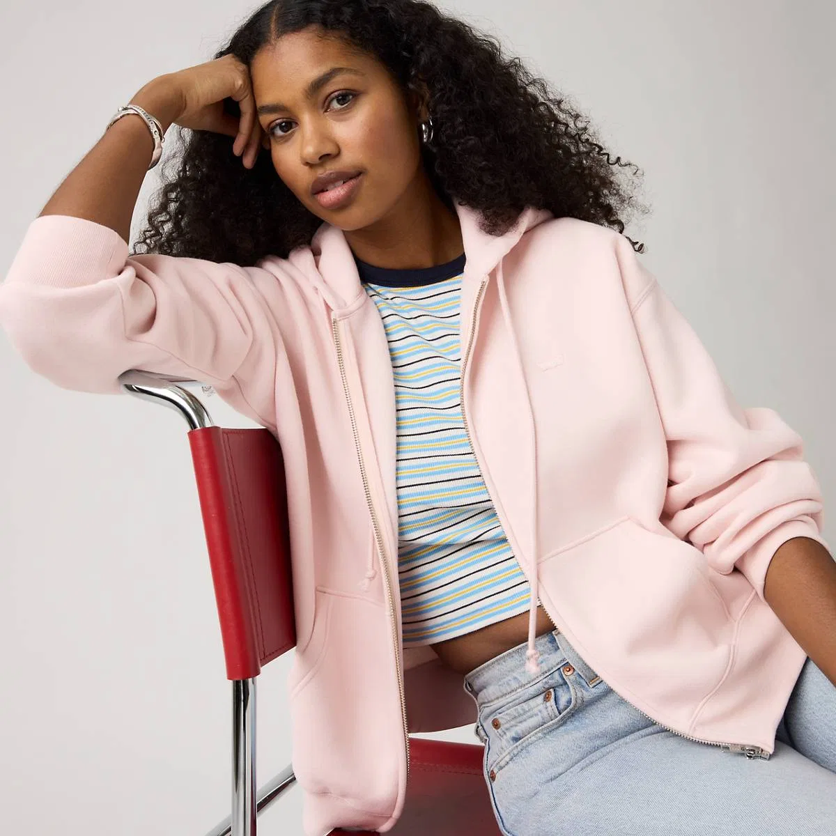 Повседневная толстовка на молнии Levi's, Crystal Pink - Pink — фото 2