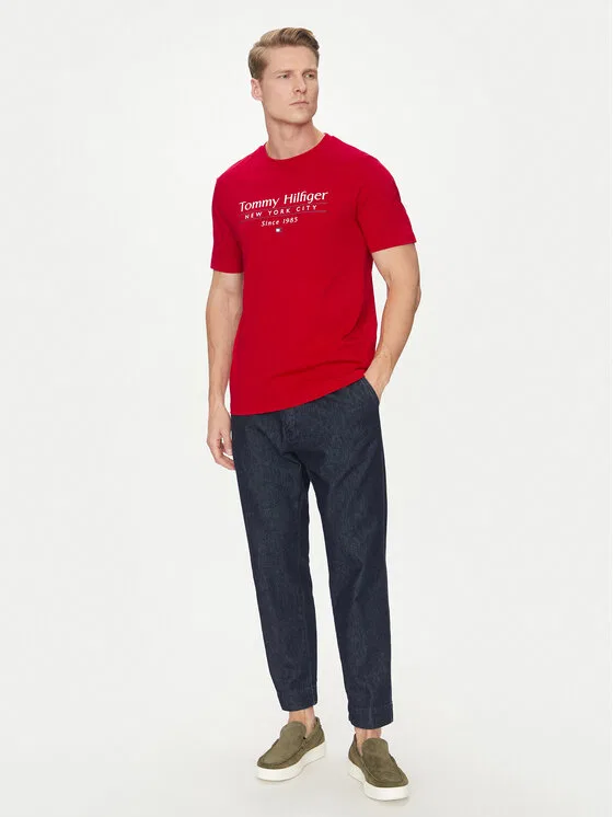 Футболка regular fit Center Stack Tommy Hilfiger, красный — фото 2