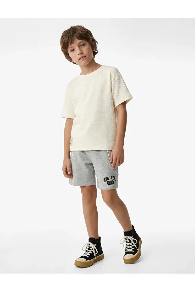 Детские шорты для мальчиков с принтом Printed shorts with pocket detail and tie-waist Koton, Gray