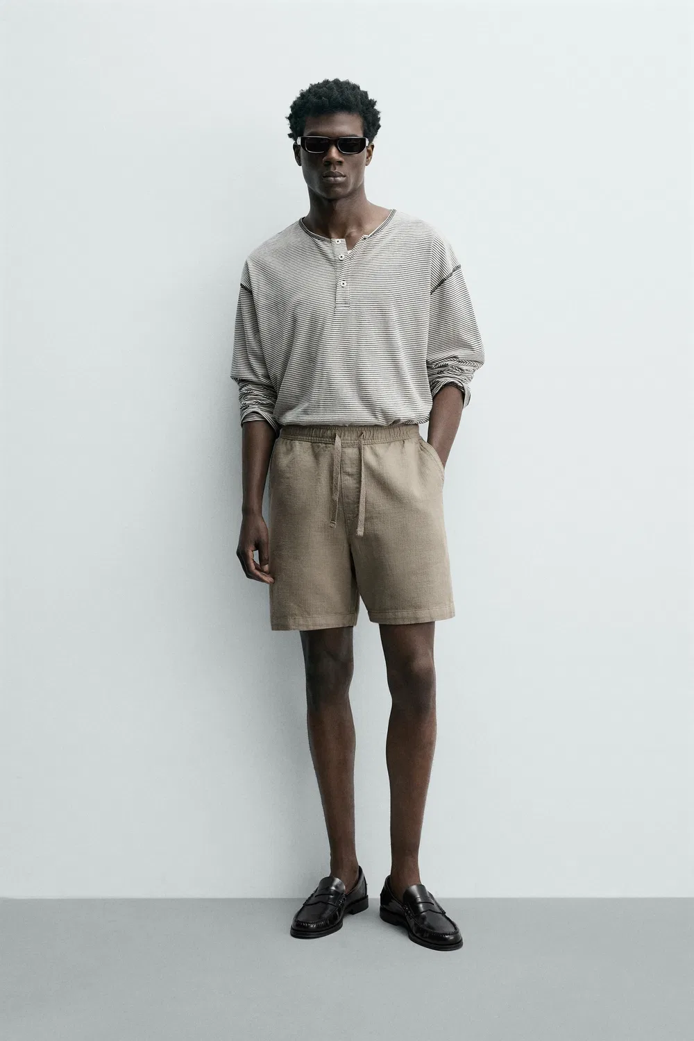 Текстурированные бермудские шорты стандартного кроя ZARA, Mink