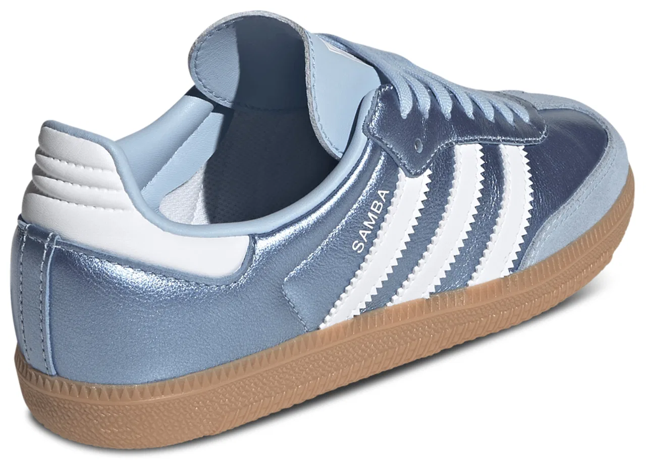 Кроссовки для девочек Samba Adidas, цвет Metallic Blue/Footwear White — фото 3