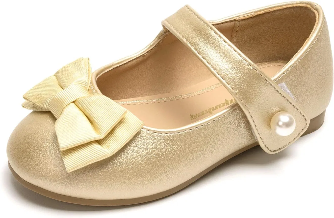 Детские туфли Мэри Джейн для девочек FUNKYMONKEY, Gold Bowknot