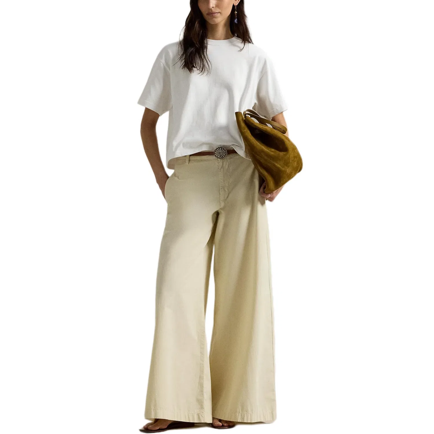 Женские повседневные брюки свободного кроя Polo Ralph Lauren, Beige Yellow — фото 3