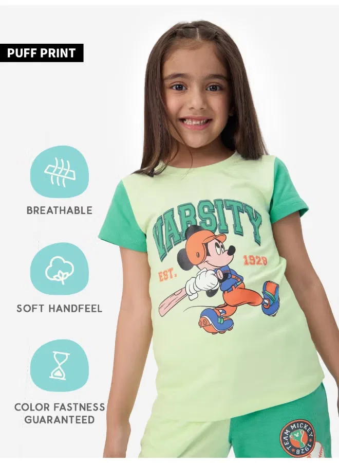 Комплект футболки и джоггеров с принтом Mickey Mouse Athletic League The Souled Store, мятный