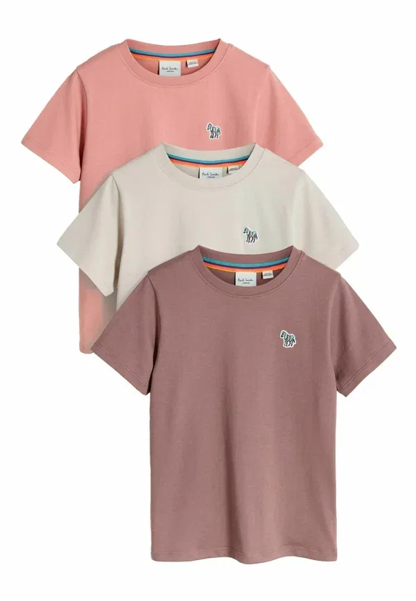 Комплект из 3 футболок с вышивкой Paul Smith Junior, розовый/коричневый