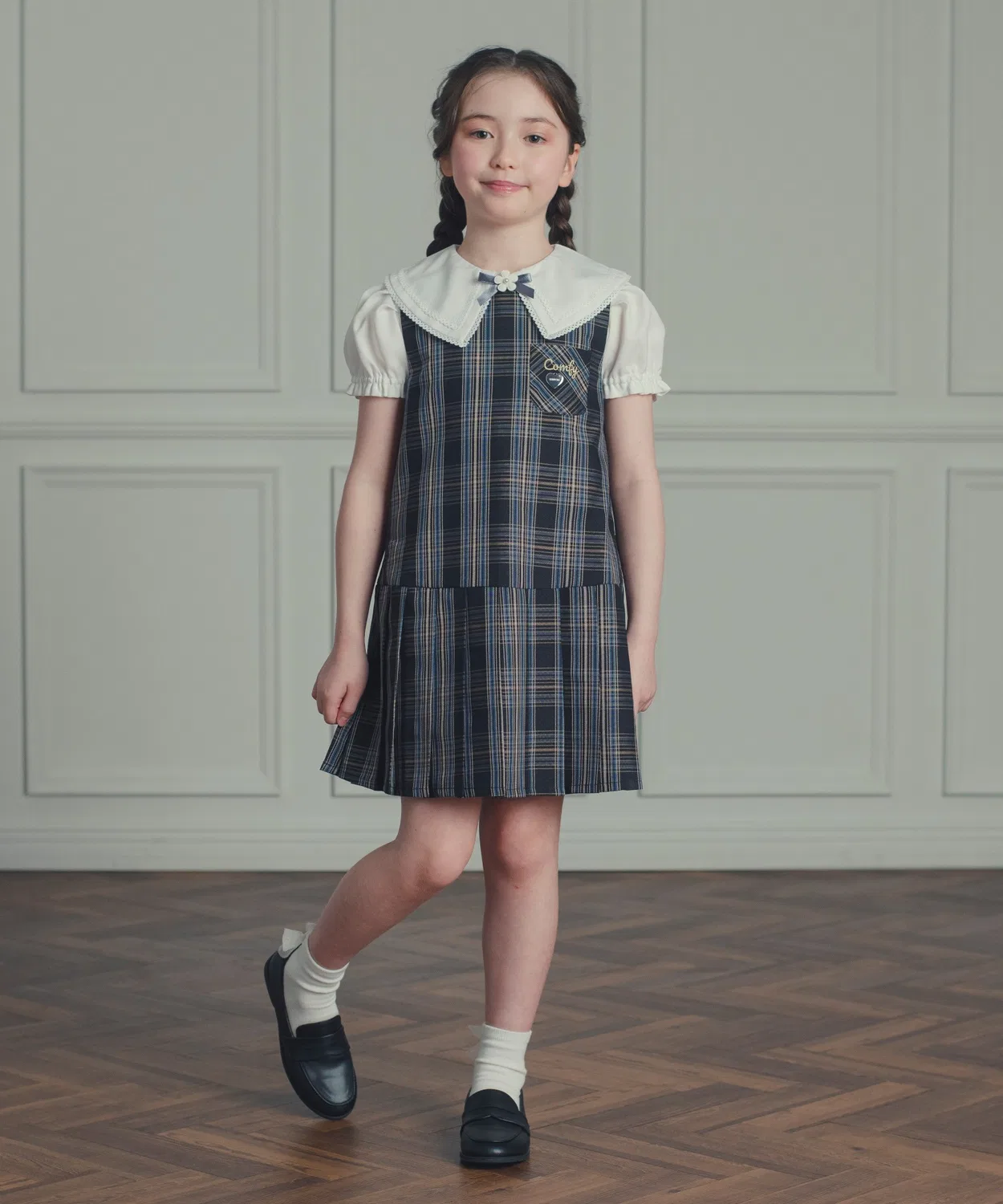 Детское платье-джемпер с принтом в клетку Lydia Navy Check DRESCCO, Navy