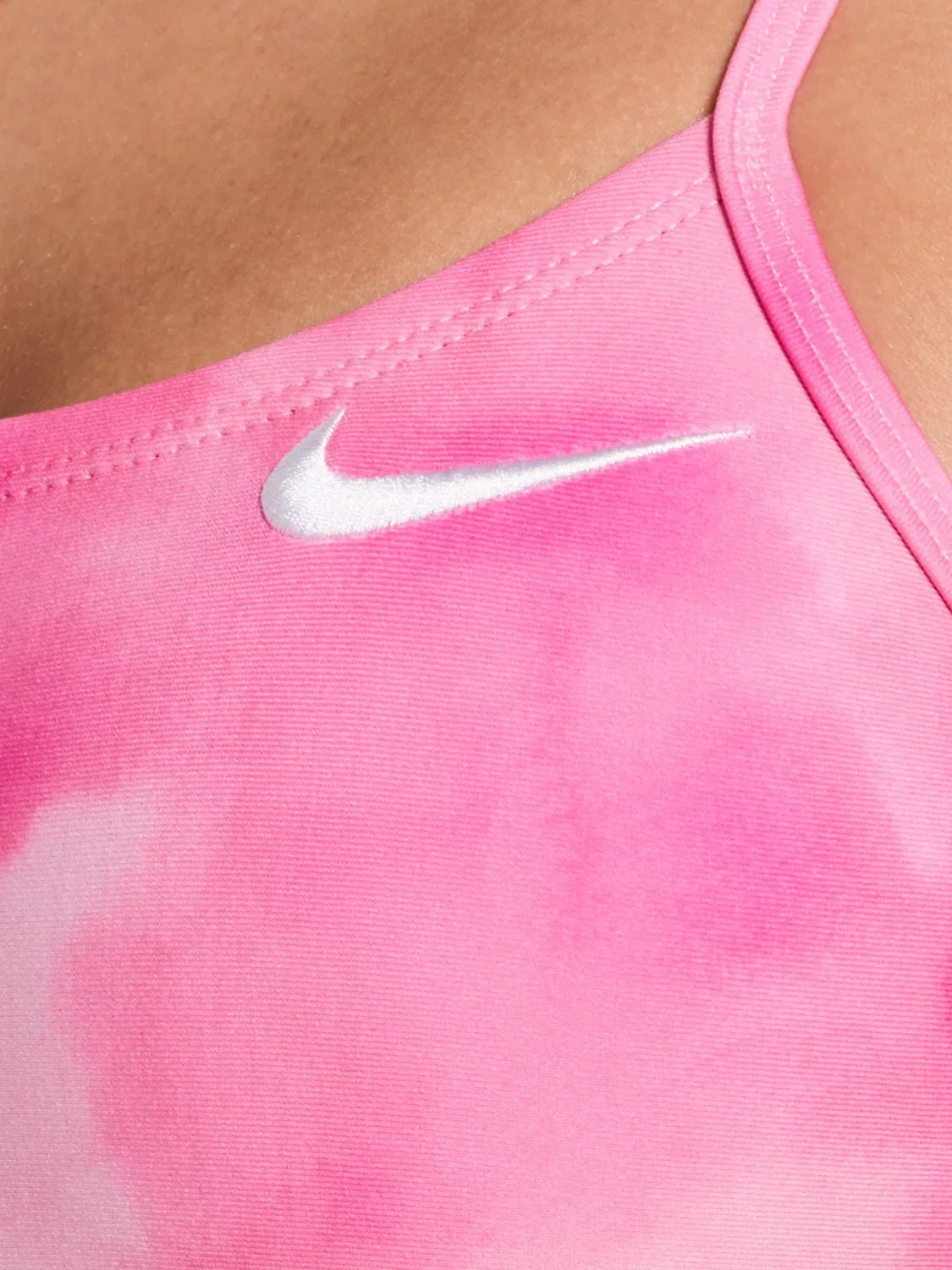 Купальник слитный Nike HydraStrong с вырезами, мультипринт, розовый — фото 3