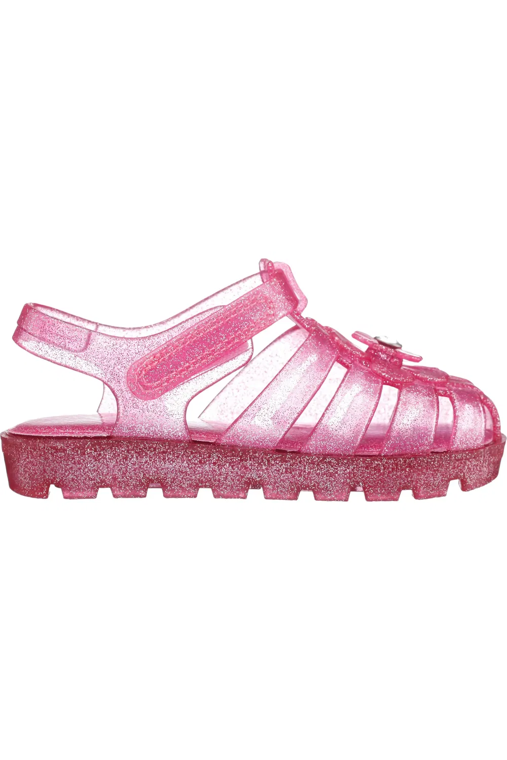 Сандалии детские водонепроницаемые с цветочным аппликацией Pink Glitter Jelly Nina — фото 3