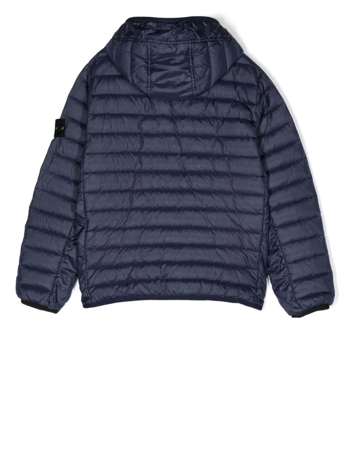 Пуховик с капюшоном и нашивкой на рукаве Stone Island, синий — фото 2