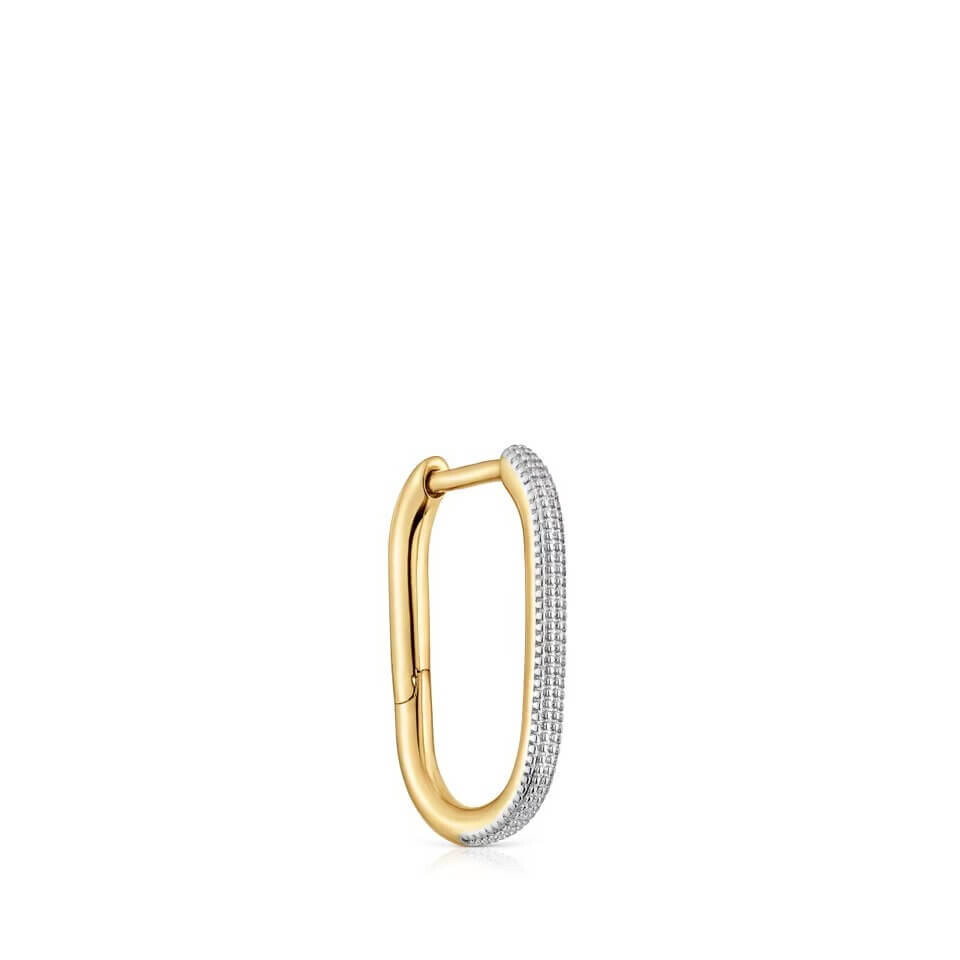 

Серьга-кольцо одинарная Tous Basics Two-tone Millgrain, 17 мм, серебро с 18-каратным золотым покрытием