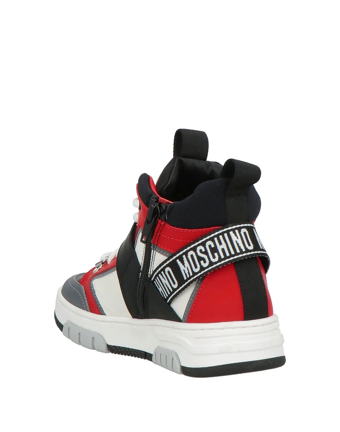 Детские кроссовки для девочек высокие кожаные Moschino Teen, серый — фото 3