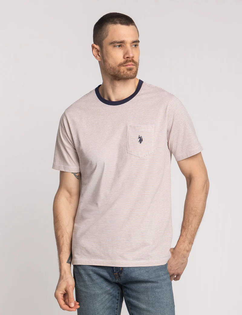 

Футболка U.S. Polo Assn Yarn Dye Stripe Jersey With Pocket, светло-красный