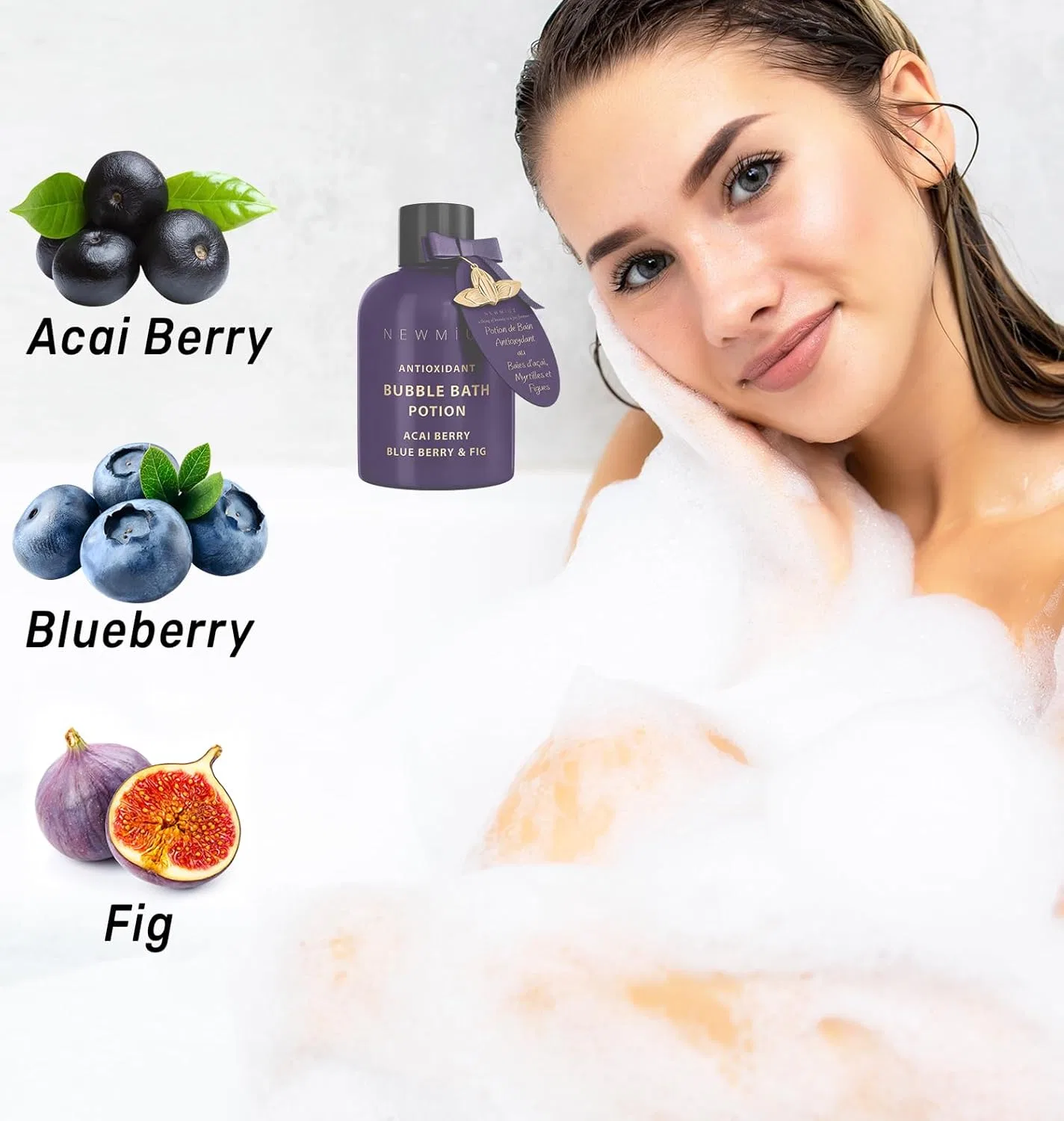 Пена для ванны Antioxidant Bubble Bath, New Miuz, 125 мл, Acai Berry Blueberry Fig — фото 4