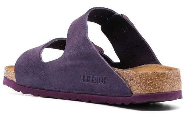 Тапочки arizona soft footbed suede leather narrow fit sandals 'wine' Birkenstock, фиолетовый — фото 4