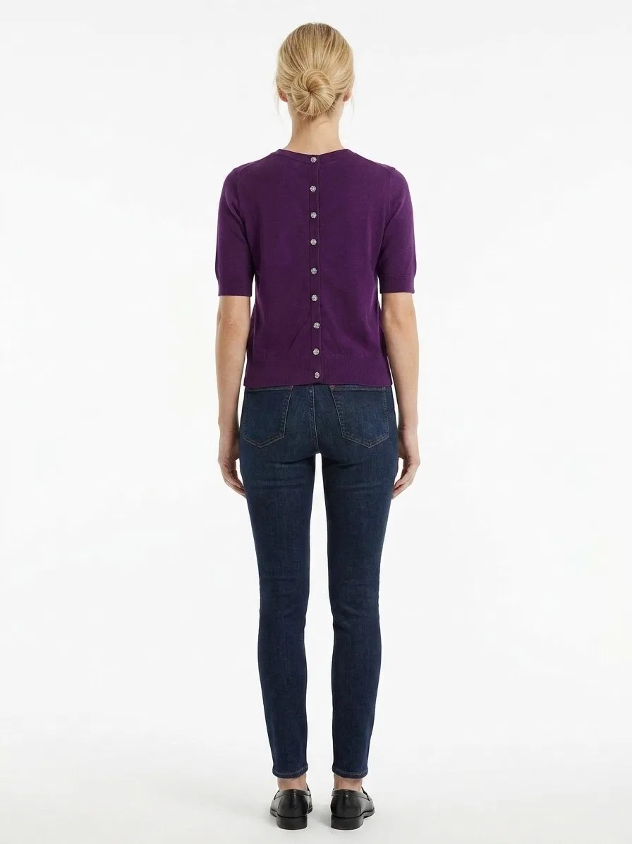 Женский пуловер с круглым выворотом Purple Cashmere Sweater Dolce & Gabbana, Purple — фото 2