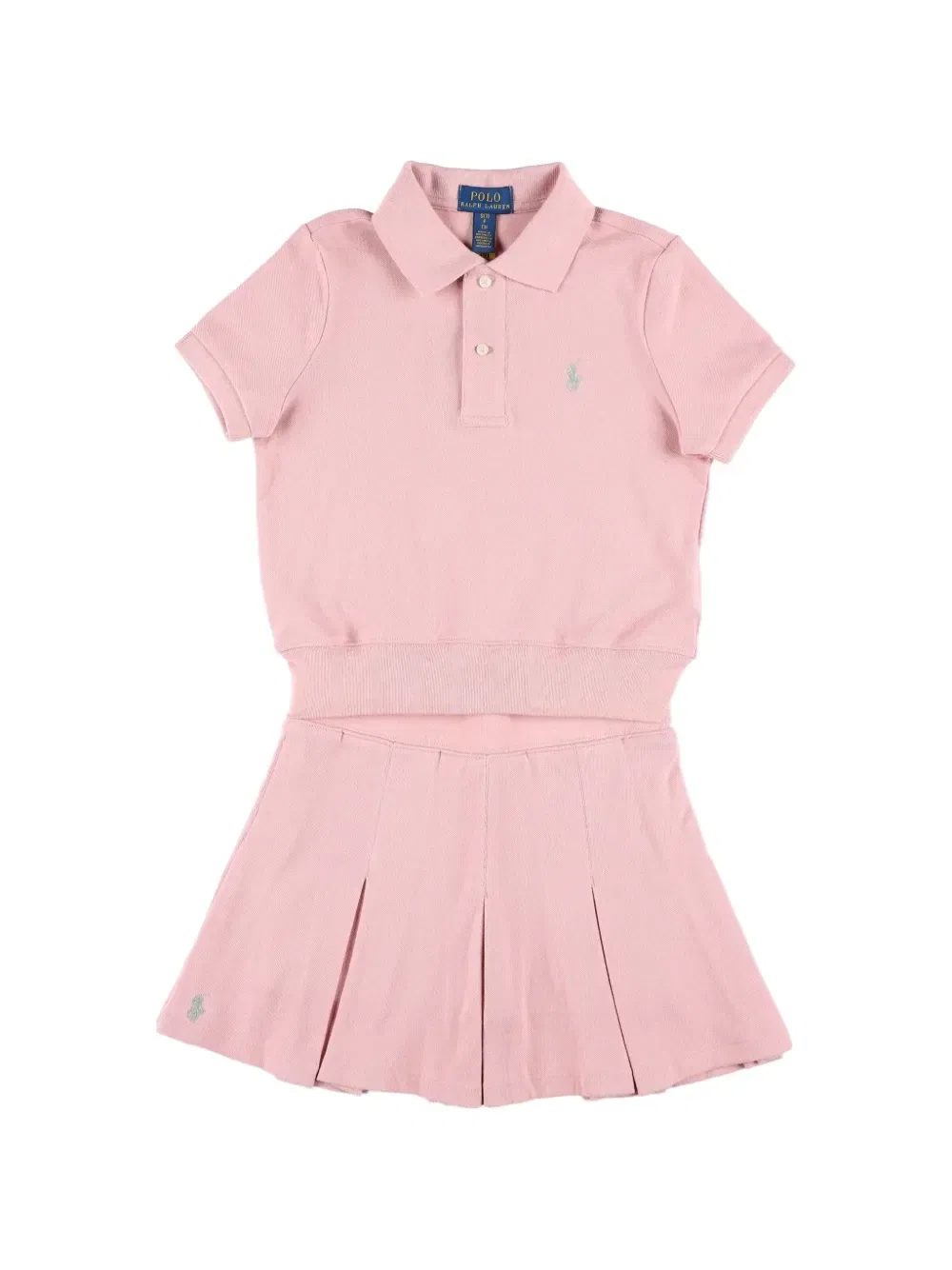 Плиссированный комплект-поло с юбкой-шортами из пике Polo Ralph Lauren Kids, розовый