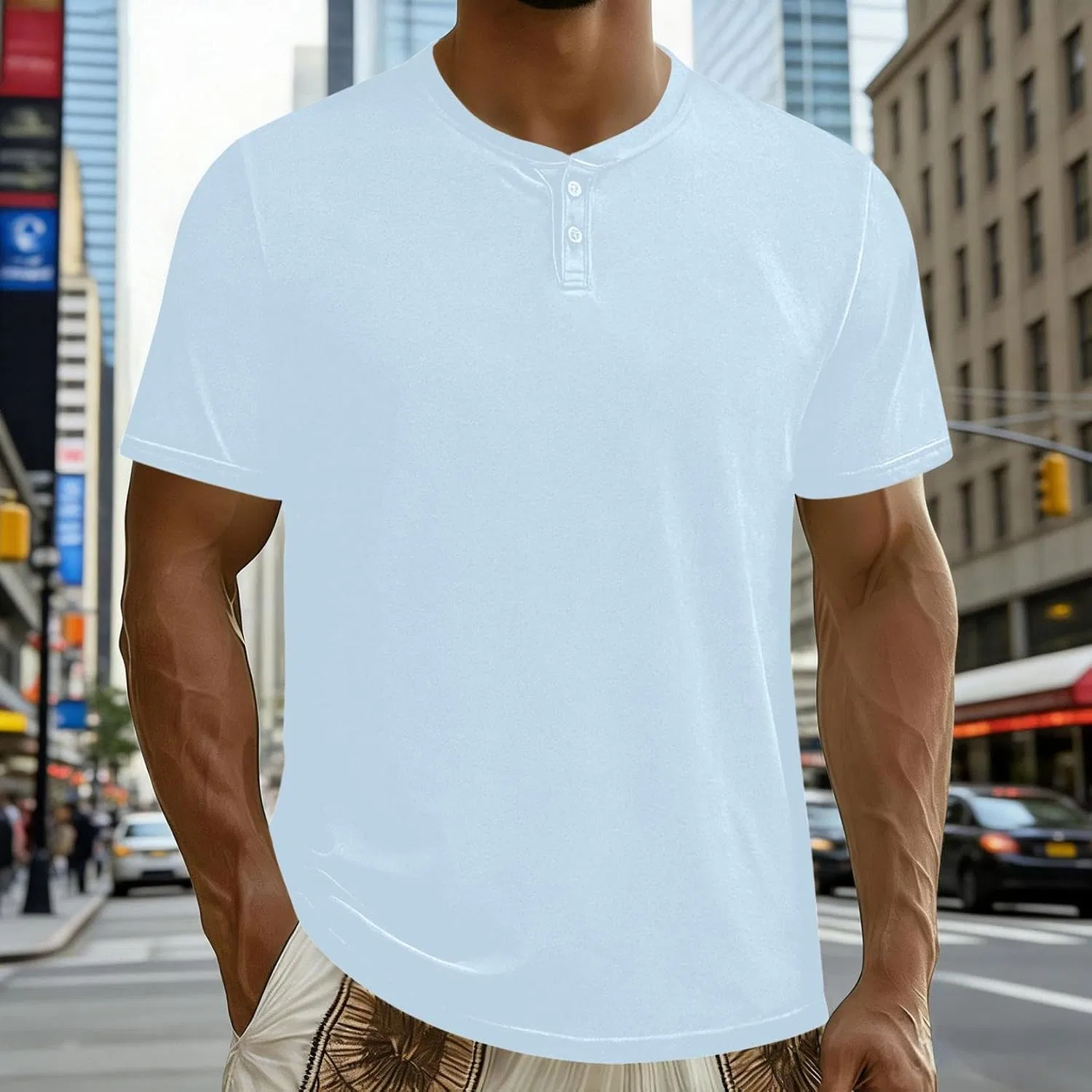 Мужская футболка с коротким рукавом, Slim Fit, синий — фото 3