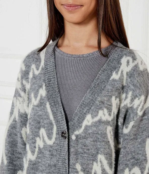 Детский кардиган для девочек Regular Fit Pinko Up, серый — фото 4