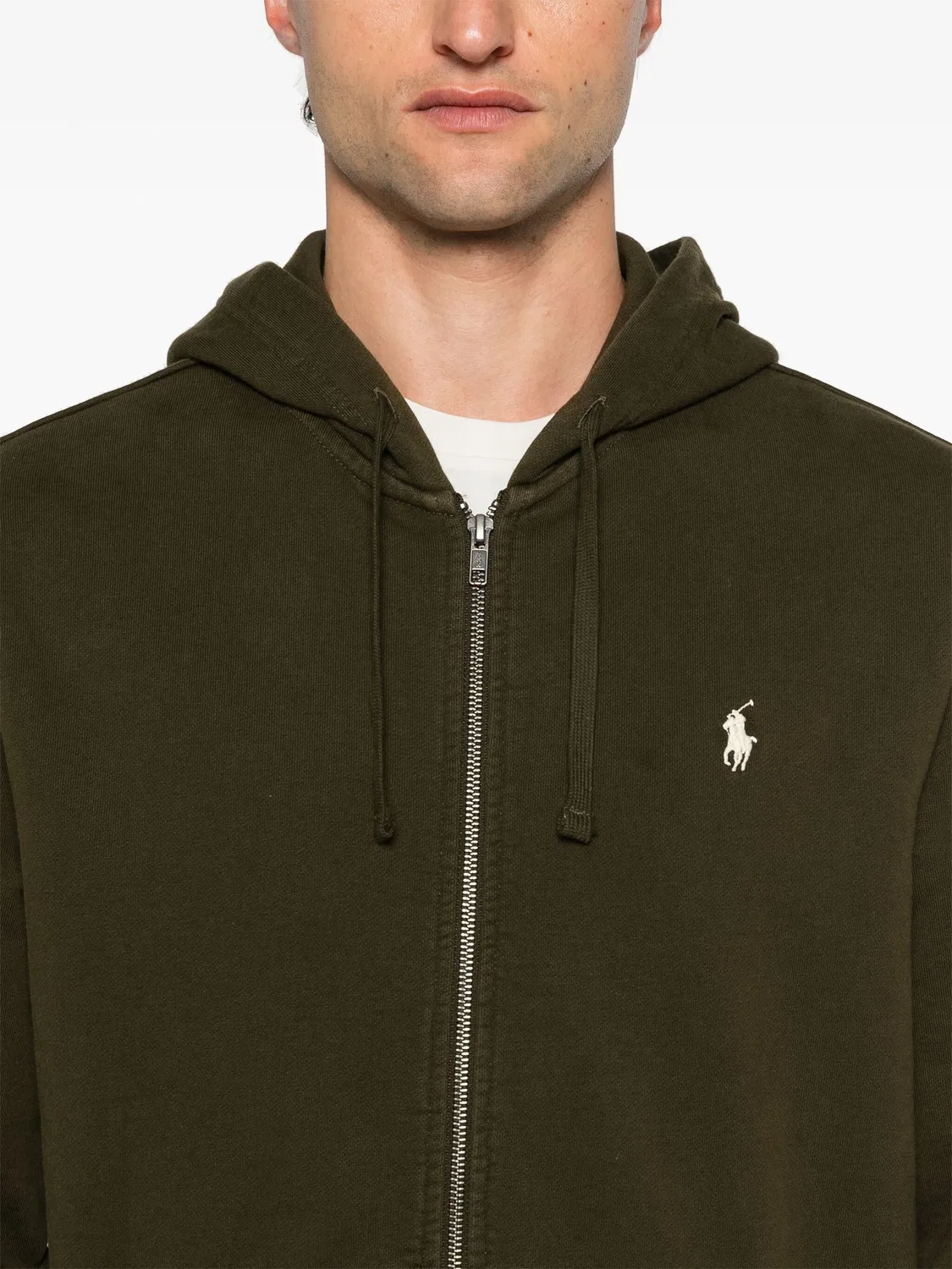 Polo Ralph Lauren Толстовка с вышивкой пони оливкового цвета — фото 4