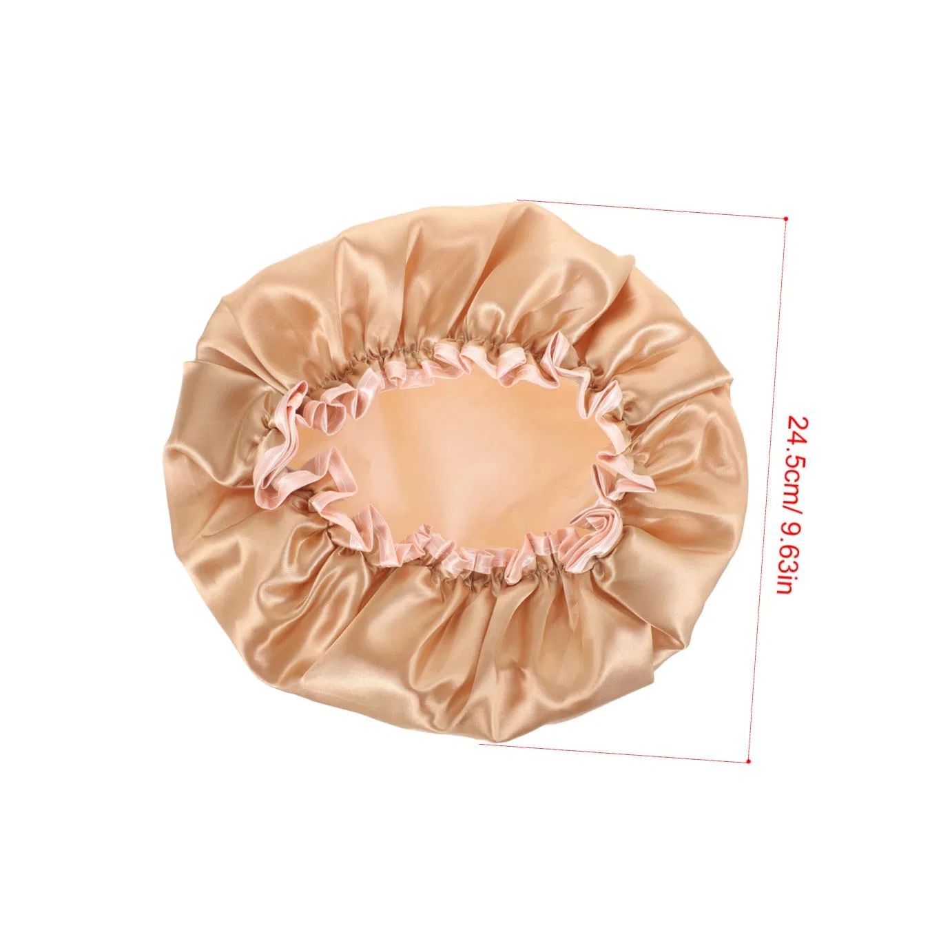 Шапочка для душа Двухслойная из PEVA, DECOMELODY, 24.5x24.5 см, Roségold — фото 2