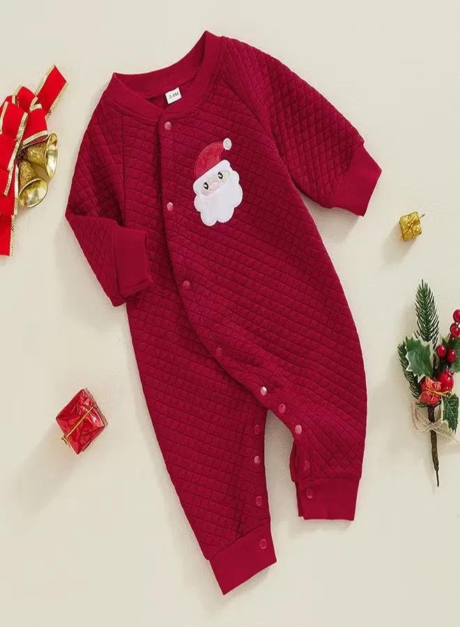 Боди-комбинезон стеганый с новогодним дизайном Babyqlo, красный — фото 2