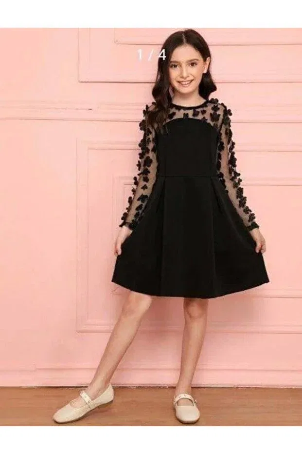 Детское платье для девочек с длинным рукавом Yigit Butik, Black