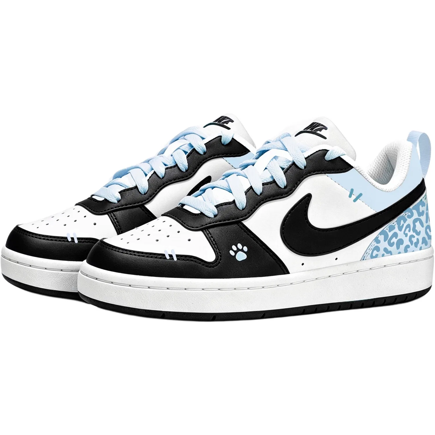 Детские кроссовки с принтом леопарда и лапками NikeCourt Borough 2, Nike, Blue — фото 4