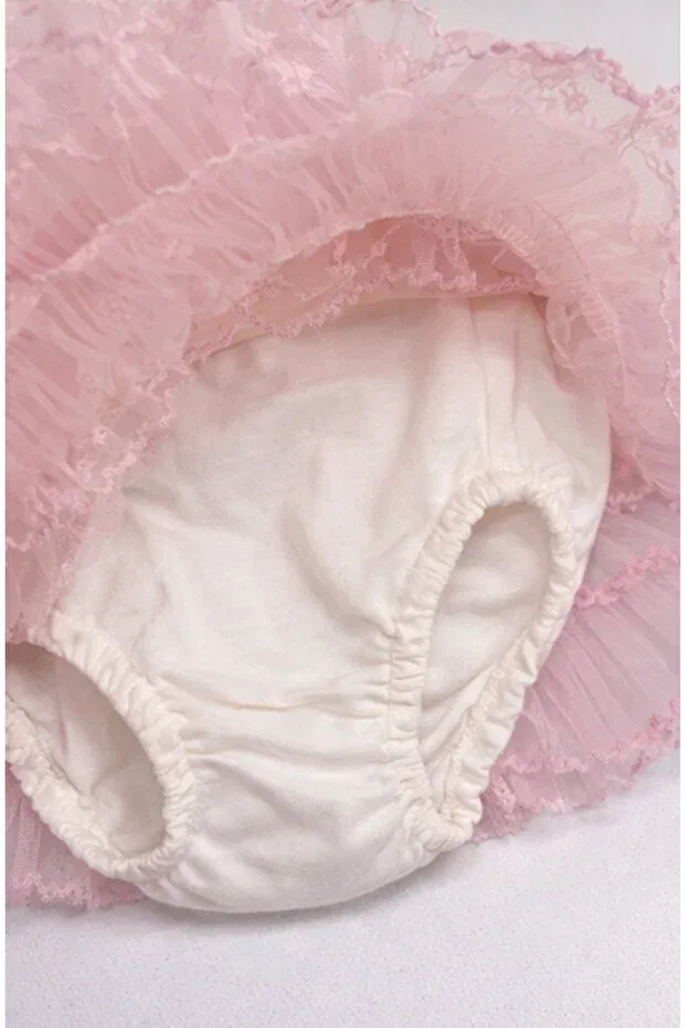Детский комплект для девочек хлопковый Basics Kardeşler Bebe, Pink-Ecru — фото 4