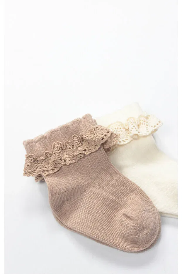Детский комплект носков для девочек хлопковый Bistyle, Brown Cream — фото 3