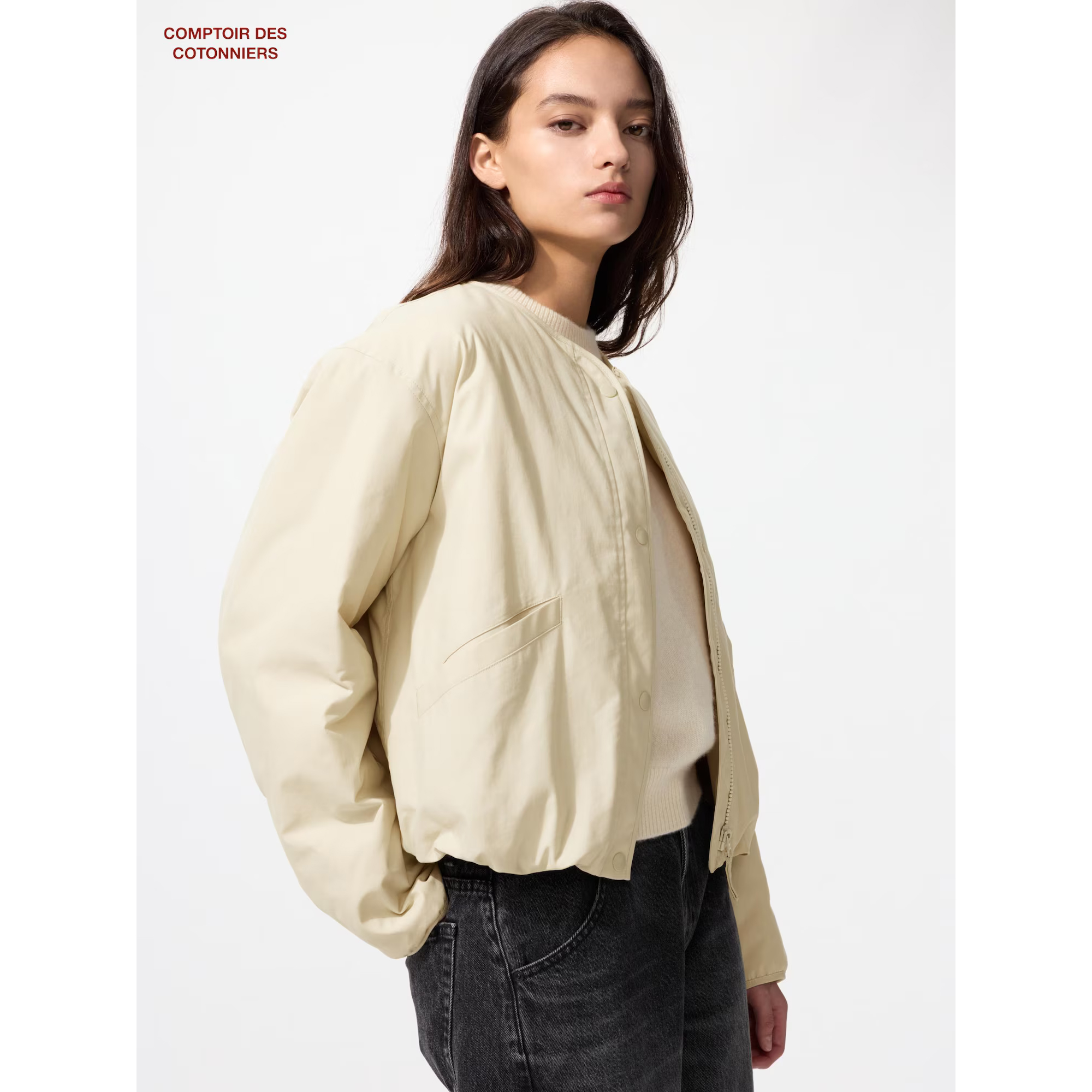 

Хлопковая мягкая куртка Uniqlo, 32 бежевый