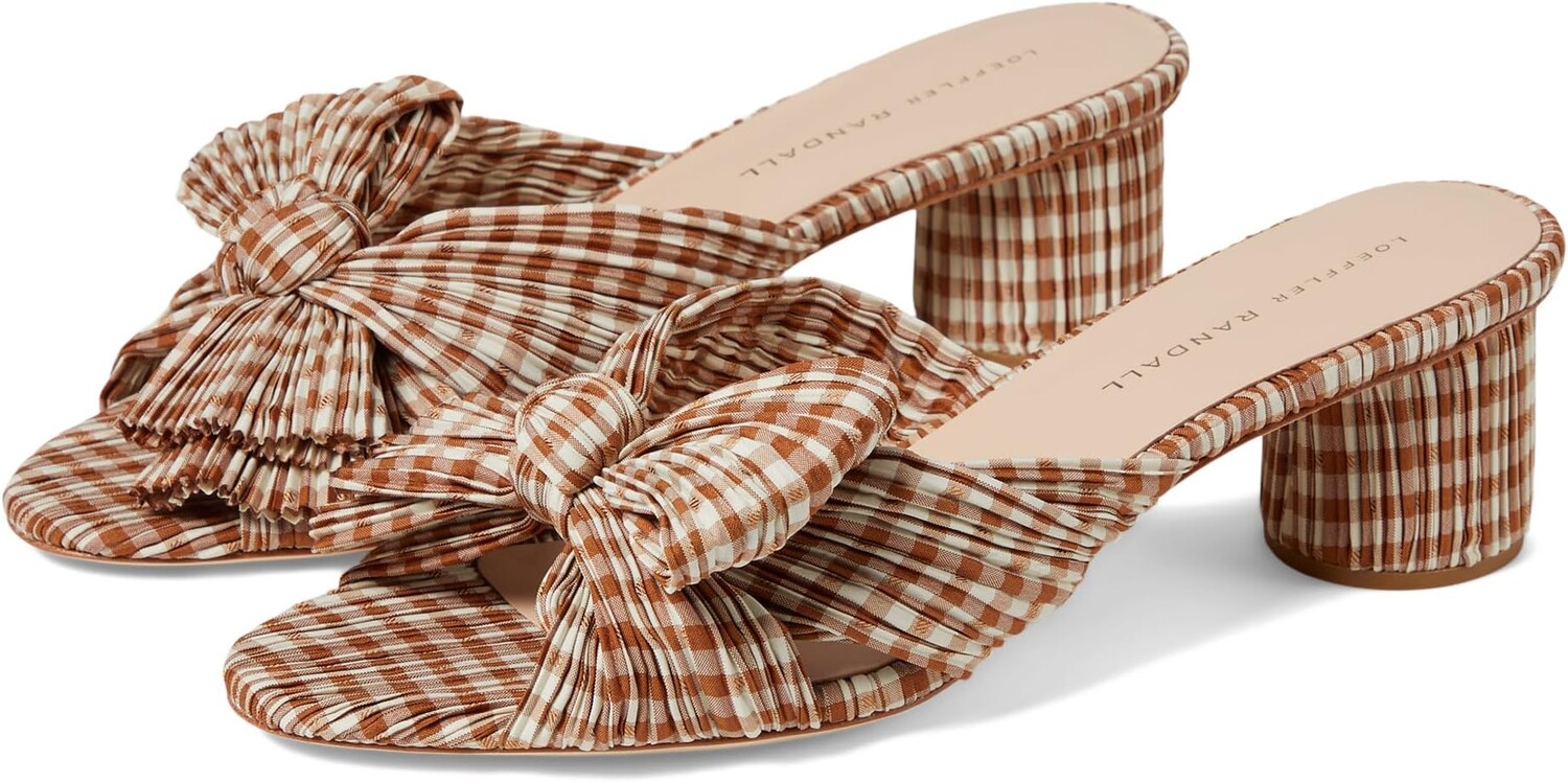

Сандалии Loeffler Randall Emilia Pleated Knot Mule, цвет Brown Gingham