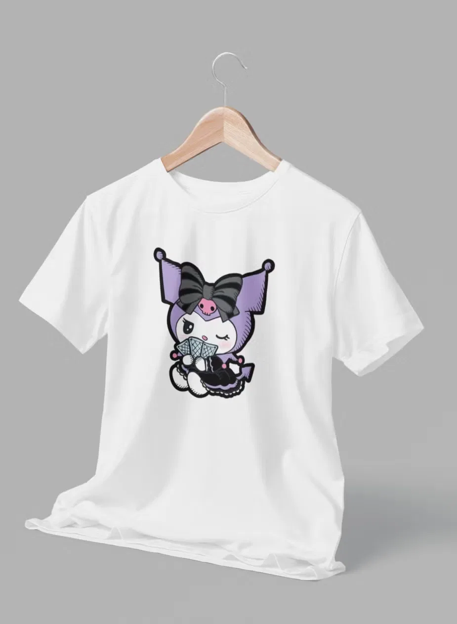 Футболка детская с принтом Kuromi Zoom, белый