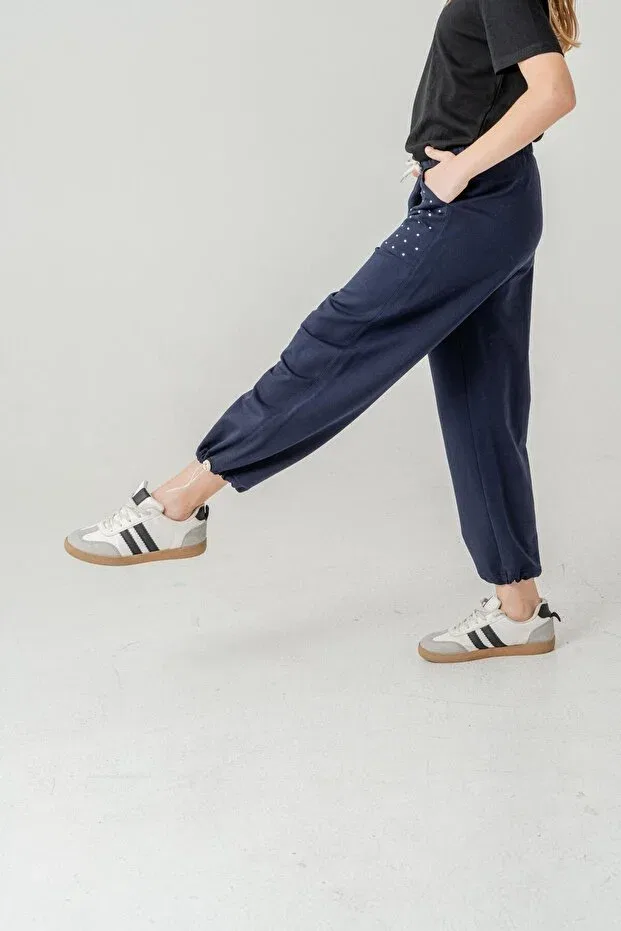 Детские спортивные штаны для девочек с карманами Mışıl Kids, Navy Blue — фото 2