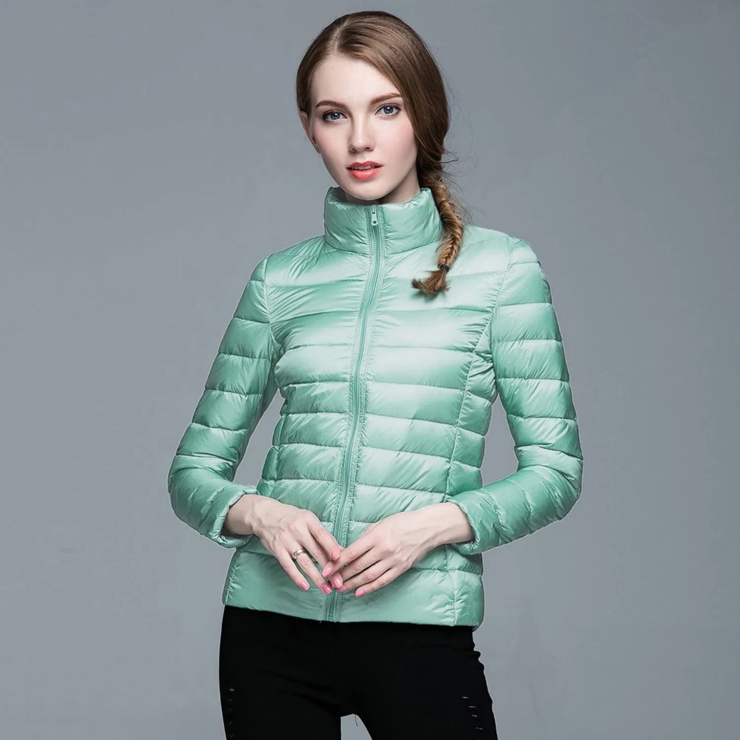 Женская куртка с принтом Slim Down Jacket, z01 mint green — фото 3