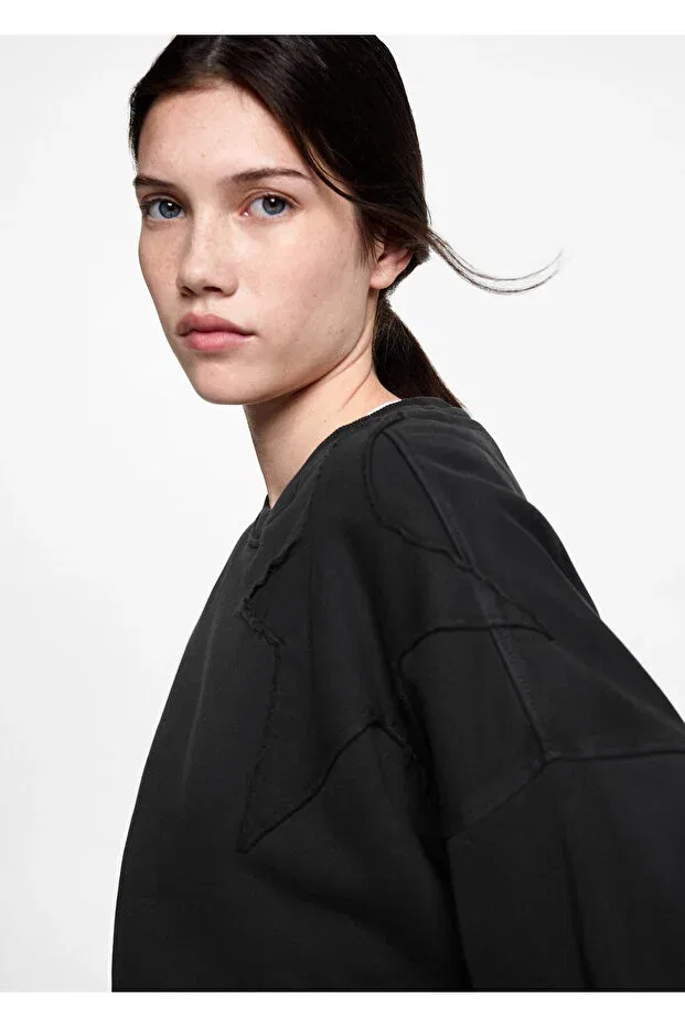 Детское худи для девочек с принтом Mango, Charcoal Color — фото 4