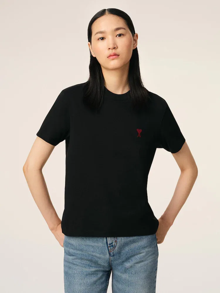 Футболка с классическим дизайном Red Adc Tshirt AMI PARIS, Black — фото 2