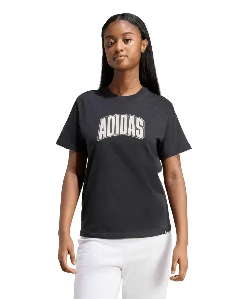Женская футболка с принтом Collegiate Graphic Adidas, Черный