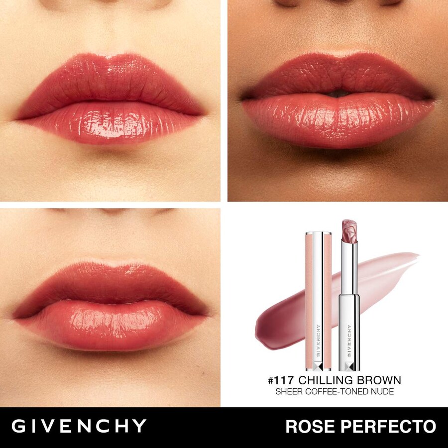 Бальзам для губ Rose Perfecto с 24-часовым увлажнением Givenchy, .09oz /2.8g, 117 Chilling Brown — фото 3