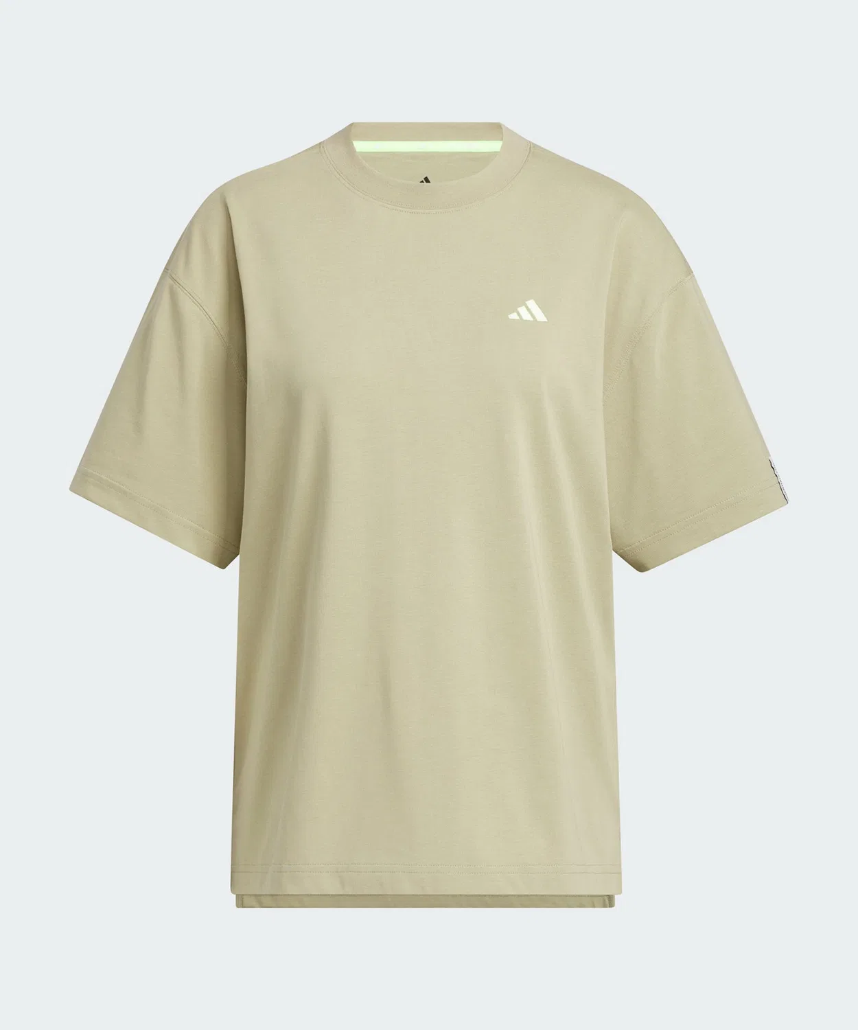 Женская футболка свободного кроя с принтом Essentials Plus Small Logo Adidas, Бежевый — фото 4
