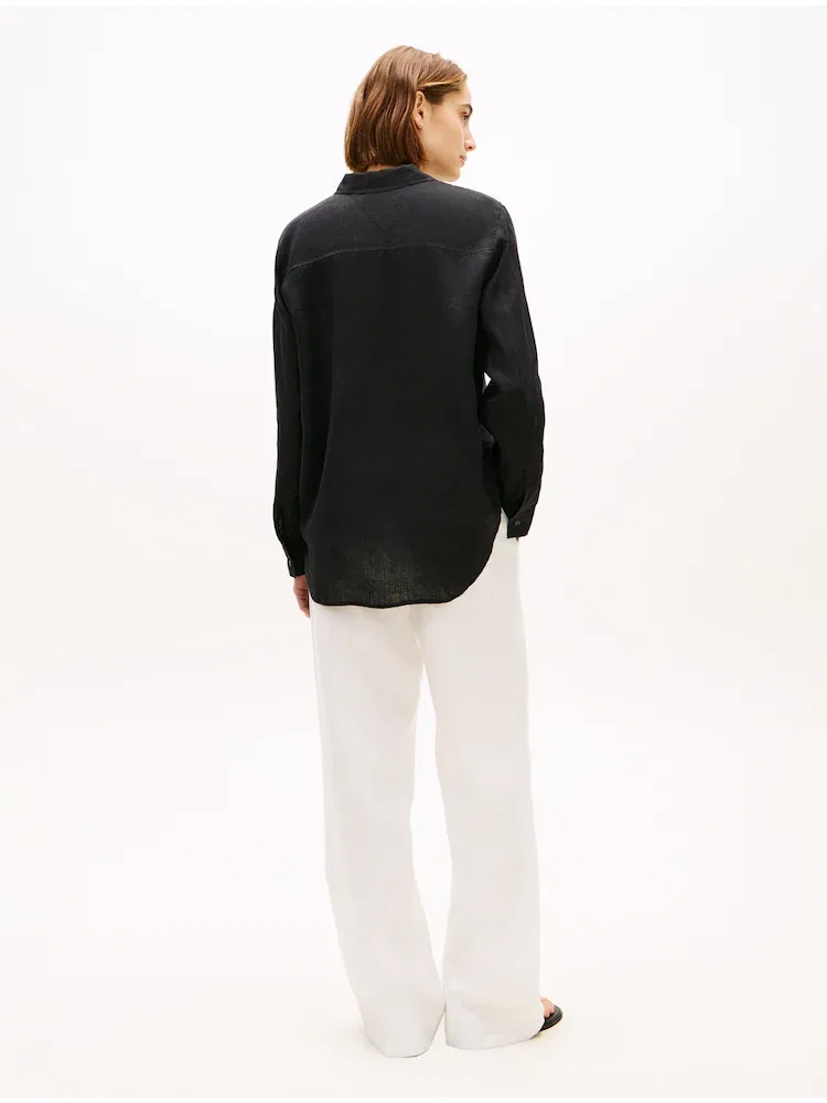 Рубашка из льна TOMMY HILFIGER, Black — фото 3