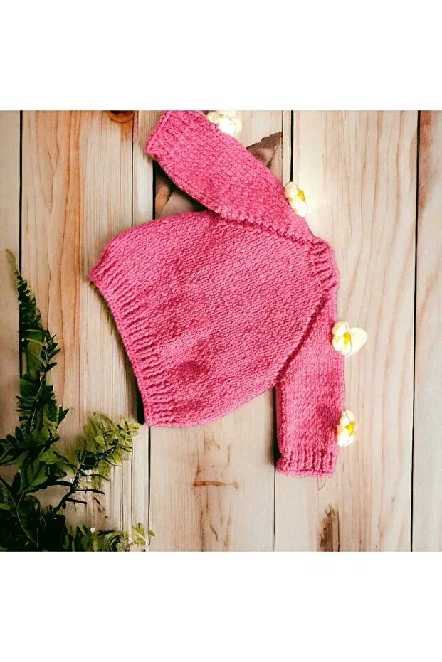 Детский вязаное кардиган с цветочным принтом Hobice Satış, Pink — фото 2