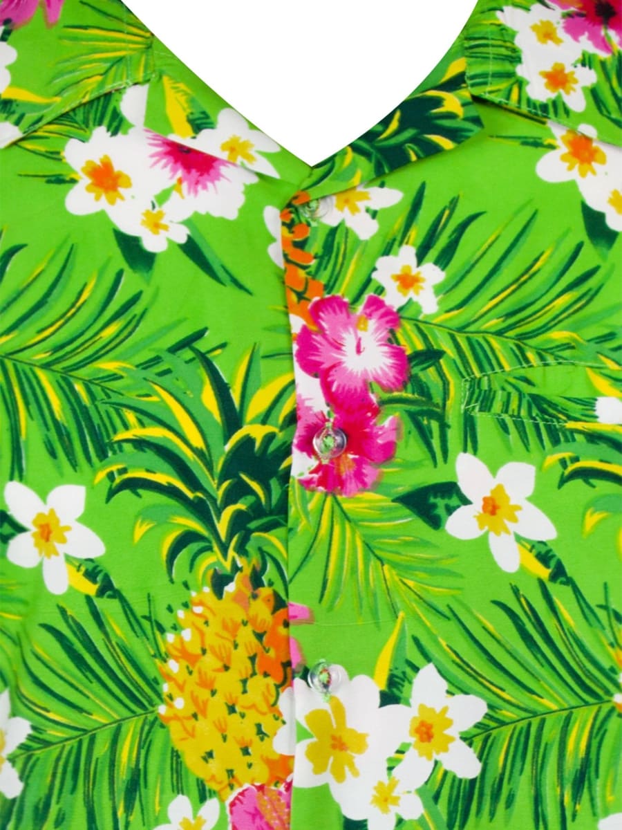 Рубашка на пуговицах классического кроя King Kameha Pineapple Flowers, зеленый — фото 3