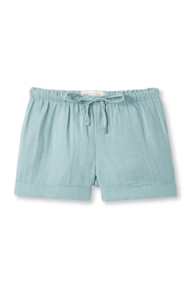 Детские шорты для девочек хлопковые Unisex kids muslin shorts Petit Coral, Turquoise